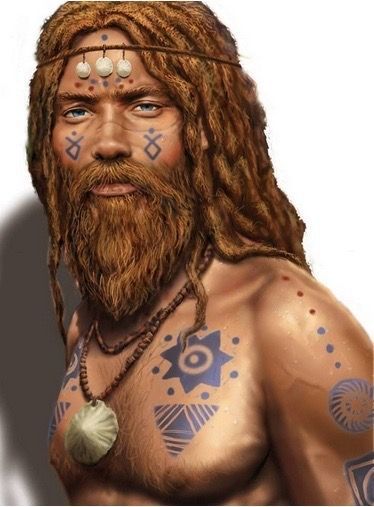 Guanche con tatuajes tribales canarios